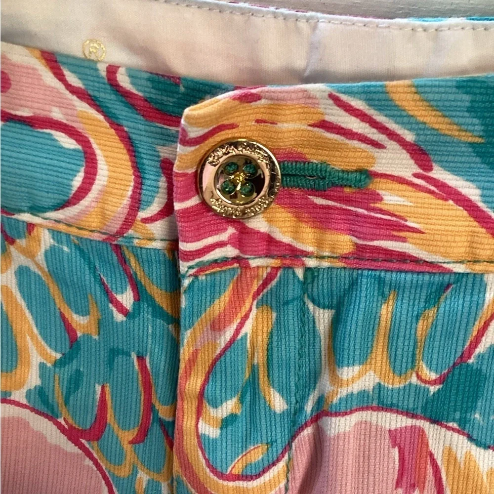 LILLY PULITZER BUTTERCUP FLAMINGO SHORTS SIZE 0 (WAIST MEASURES 30